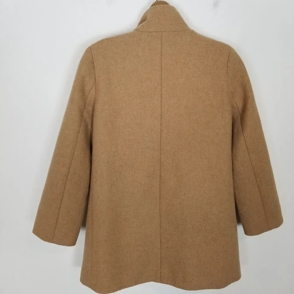 J.Crew Factory Women Village coat Sz 0 Beige Wool Blend Zip Up Preppy City - Picture 4 of 8